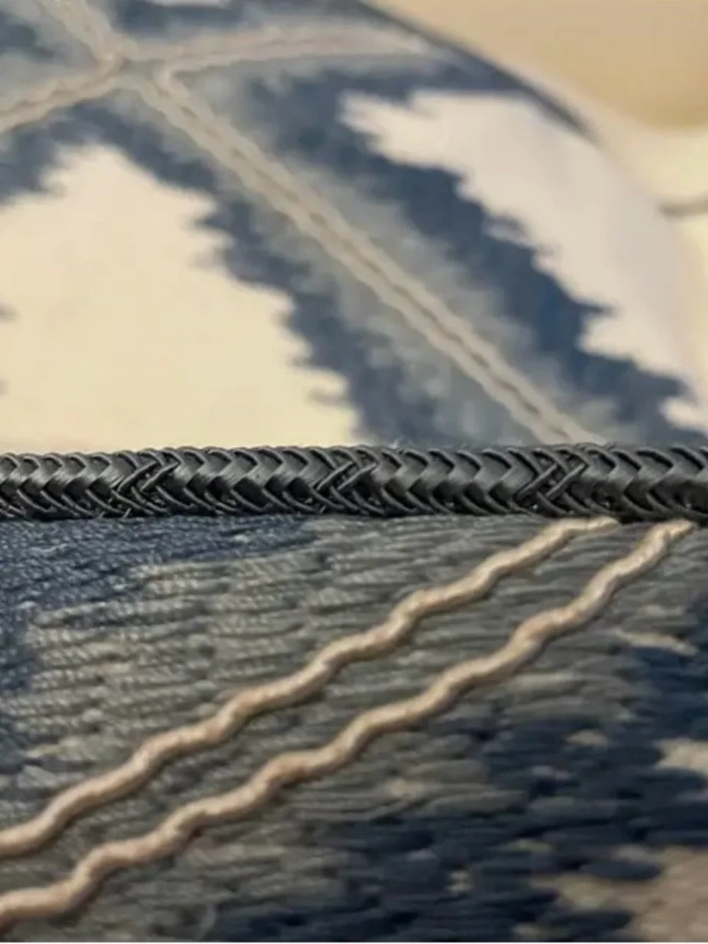 Cowtan &Tout Trellis Lattice Embroidery Fabric “Micro/Blue” Feather Down pillows